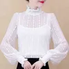 Fashion Woman Blouses Long Sleeve Blouse Women Tops Female Turtleneck Hollow Lace Blouse Shirt Women Clothes Blusas C945 210426