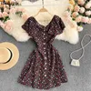 Robes d'été De Mujer Robe volants manches papillon Robe florale Slim Vintage robes pour femmes 210519