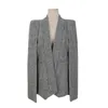 Новый с длинным рукавом мыс пиджака пальто женские зарезанные сплит плащ плащ костюм костюм женский блейзер OL Office Workwear Plide Black 210330