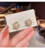 S2730 Fashion Jewelry S925 Silver Post Faux Pearl Flower Earrings Inliad Diamond Rhinestone Flower Stud Earrings