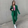 Casual Femme Vert À Manches Longues Blazer Printemps Mode Dames Lâche Streetwear Outwear Femme Élégant Solide Bouton Jacke 210515