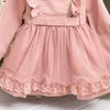 Dziewczyny Sukienki Jesień Dzieci Odzież Długi Rękaw Ruffled Lapel Princess Dress Big Kids Windbreaker 5-13Y 210515