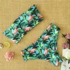 2020 New Sexy Low Hight Bikini Set Swimwear Women Bandeau Female Print Floral Strappy Swimsuit Bathing Suit Beach Wear Biquini 1135 Z2