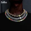 Iced Out Cuban Link Chain Gold Color Rhinestone Man Bling Rapper Necklace For Men Hip Hop Jewelry