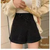 Women's Shorts Neploe 2021 Korean Woman High Waist Liise Short Wide Leg Pants Chic Vintage Corduroy Pantalones Cortos De Mujer