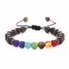 7 Chakra Armband Mannen Vrouwen Zwart Natuurlijke Lava Stone Yoga Kralen Aroma Arbels Verstelbare Weave Touw Bangle Sieraden Kimter-B739S FZ