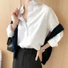 Plain Casual Lâche Coréen À Manches Longues Blouses Femmes Vintage Coton Chemises Femme Plus La Taille Harajuku Chic Élégant Tops 12398 210521