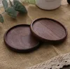 Trä Coaster Round Square Natural Beech Wood Black Walnut Cup Mat Kaffe Kepsar Coaster Bowl Plates Table Ware Isolering Verktyg