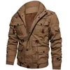 겨울 Parkas Mens 캐주얼 두꺼운 따뜻한 폭격기 재킷 Mens Outwear Fleece 후드 멀티 포켓 전술 전술 군사 재킷 Overcoat 210819