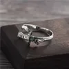 Cluster-Ringe Vintage-Samurai-Schwert-Ring-Design S925 Sterling Silber Persönlichkeit offener größenverstellbarer Ring Retro Altes Original Großhandelslose G230228