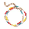 Boho Damen handgefertigte mehrfarbige Glasperlen, Intervall, weiße Glasröhre, mehrschichtige Armbänder für Frauen, Strand-Stil-Schmuck