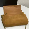 Moda Clássica Bolsa Mensageiro Envelope Use Em Ambos Os Lados Couro Real Scrub Y Letra Bolsa Feminina Ombro Bolsa A tiracolo Bolsa Corrente de Bronze Alta Qualidade