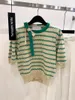 Summer Striped Bowtie Knitted Pullover Knitwear Women Short Sleeve O-neck Tunics Sweater Korean Vintage Elegant Jumpers Tops 210513