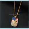 Necklaces Pendants Fashion Hiphop Gold American Flag Eagle Pendant Chain Military Soldier Mens Necklace Golden Neck Jewelry Accessorie