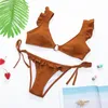 Seksi Brezilyalı bikini Set Kadınlar 2021 Ruffles Mayo Yaz Plaj Giyim 2 Parça Mayo Kadın Banda Mayası Takım Kadın