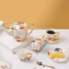 Bone China Gold Plated Coffee Cup & Saucer Set English Afternoon Tea Cups Sugar Pots