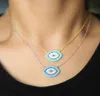 Famous Brand Design Blue Evil Eyes Short Necklace For Women Gold Color Cubic Zirconia 925 sterling silver turkish jewelry