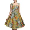 Nice-Forever 1950's Retro Floral With Mesh Ball Town Party Plooited Flared Women Swing Dress Btya003 210419