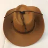 Plain Solid Color Men Cap Big-edge Western Rope Rider Cowboy Hat WXY155