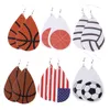 Drop earrings Sports PU Leather Vintage Baseball Party America German National Flag Football Earring soccer basketball WLL667