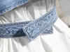 Onregelmatige kruis denim jas voor vrouwen hoge taille holle uitgehold casual korte tops vrouwelijke zomer mode stijl 210524