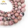 Aaa natursten svart spets rhodonit rund pärla lösa pärlor för smycken gör DIY armband tillbehör 15 '' 6 8 10 12mm