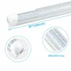 40pcs 8ft LED Shop Light Fixture, 144W 14500LM, Clear Lens Cover, Double Side 4 Rows V 모양 통합 전구 램프, LED 쿨러 도어 라이트