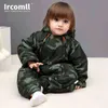 Ircomll born Baby Rompers Winter Thick warm Kid Girls Boys Infant Clothing Camo Flower Hooded Jumpsuit Kids Outwear 211118