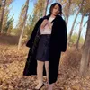 여성용 모피 가짜 후드 플러스 사이즈 2021 겨울 겉옷 여성 단단한 롱 코트 하이 엔드 웜 밍크 재킷 패션 코트 파파 Femal
