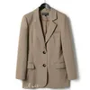Blazer da donna vintage Elegante giacca da donna monopetto Solid Autunno Inverno Allentato Capispalla di alta qualità 210423