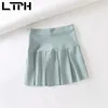 ins style Street Casual High Waist white pleated skirts stretch knit all-match slim Mini Skirt women Spring Autumn 210427