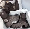 Toppkvalitetsdesigner stövlar klassiska icke-halk ROIS Martin Shoes Nylon Military Desert Combat Kort stövlar Läderfoder avtagbar påse för kvinnor utomhus med Box88