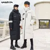 Anszktn 2021 Novo YR097-P200 Moda Mens de Algodão Jaqueta de Inverno Homens Moda Espessa Parkas Quentes Pele Branco Pato Down Casacos Casual Y1103