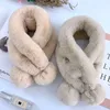 Autumn and Winter Faux Fur Rabbit Fur Scarf Plush Thickening Warm Solid Color Fur Ball Cross Student Children's Scarf