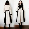 Women Elegant Long Wool Coat Winter Office Lady Double-Breasted Lapel Collar Belted Jacket Coats Female Woolen Outerwear 210416