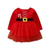 2021 Weihnachten Baby Mädchen Kleid Spitze Langarm Herbst Winter Neugeborene Kinder Kleider Mode Rot Casual Rundhals Kleidung Geschenke G111W7AC