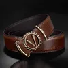 Men leather fashion personality young business leisure cowhide belt middle-aged smooth buckle A9