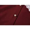 Camicia corta con colletto impiombato in pizzo Abiti da donna Manica lunga Coreana Orlo vintage Rugoso Monopetto Abiti eleganti 210417