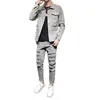 Men's Tracksuits Spring Autumn Mens Streewear Casual Sets Fashion Slim Denim Suit Men 2 Piece Set Single-breasted Jacket Jeans