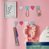 1/2pcs Cute Heart-shaped Hook Creative Metal Strong Adhesive Paste Wall Bearing Kitchen Hook Seamless Heart Hook pink Factory price expert design Quality Latest