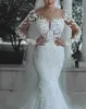 Moderne Nouveau 2021 Romantique Magnifique Manches Longues Robes De Mariée Sirène Perles Dentelle Princesse Robe De Mariée Sur Mesure Appliques Voir À Travers