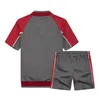 Herensportpak Korte mouwen Stand Collar Cardigan Rits Shirt met Trekkoord Broek Casual Kleur Bijpassende Trainingspakken