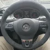 Dla Volkswagen Golf 6 7 / GTI Lamando Polo Scirocco Tayron DIY Niestandardowy zamszowy Kierownica Pokrywa Koła samochodowa Akcesoria