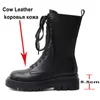 Meotina Motorcykel Stövlar Kvinnor Skor Real Leather Platform High Heel Mid-Calf Boots Zip Lace Up Block Heels Short Boots Lady 40 210608