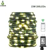 76ft 200leds Stringa di Natale per esterni Luci Fata Luce 8 modalità Filo verde Stringhe LED Impermeabile Scintillio Illuminazione Bianco caldo Mulit color 24V