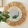 Boho Raffia Cotton Rope Makeup Mirror Home Decor Wall Hanging For Living Room Decoration Bedroom Baby Nursery Gift