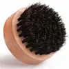 Newnew Brisle Beard Brush Round Wooden مقبض الرجال اللحى مشط الوجه أدوات العناية بالتدليك الخنزير brishtle mustach فرش rrb12181