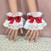 Luvas de cinco dedos para festas de casamento empregada de cosplay pulseira multicolor renda lolita manga de manga de mão doce punho de pulso