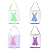 Newest Rabbit Ear Basket Festive Easter Cartoon Bunny Bucket Canvas Colorful Eggs Bag with Plush Ball Kids Festival Gift