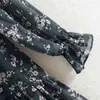 Kobiety Ruffle Bow Tie Mini Floral Print Sukienka Z Długim Rękawem Casual Luźne Plisowane Party Es Vestido 210508
